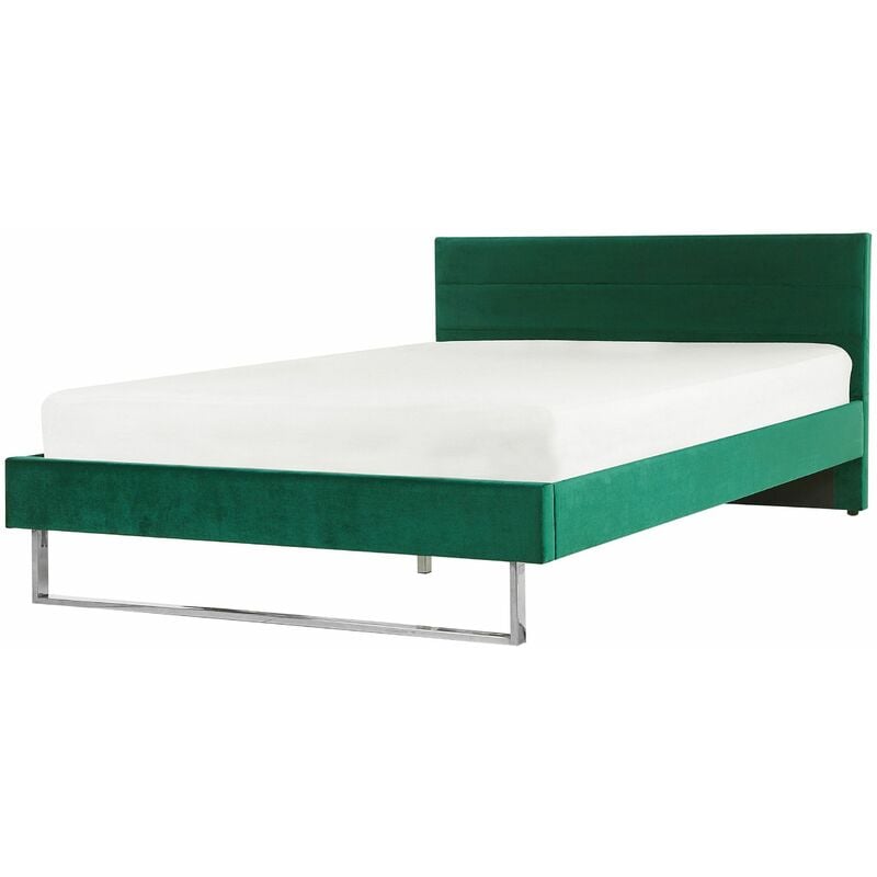 foto del prodotto beliani letto matrimoniale velluto verde gambe in metallo 180 x 200 cm bellou