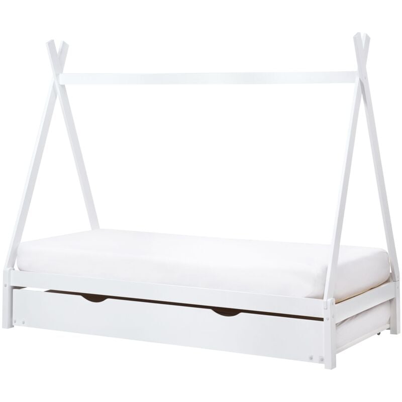 foto del prodotto beliani letto per bambini in legno di pino ue misura singola 90 x 200 cm con base a doghe bianco talmontiers