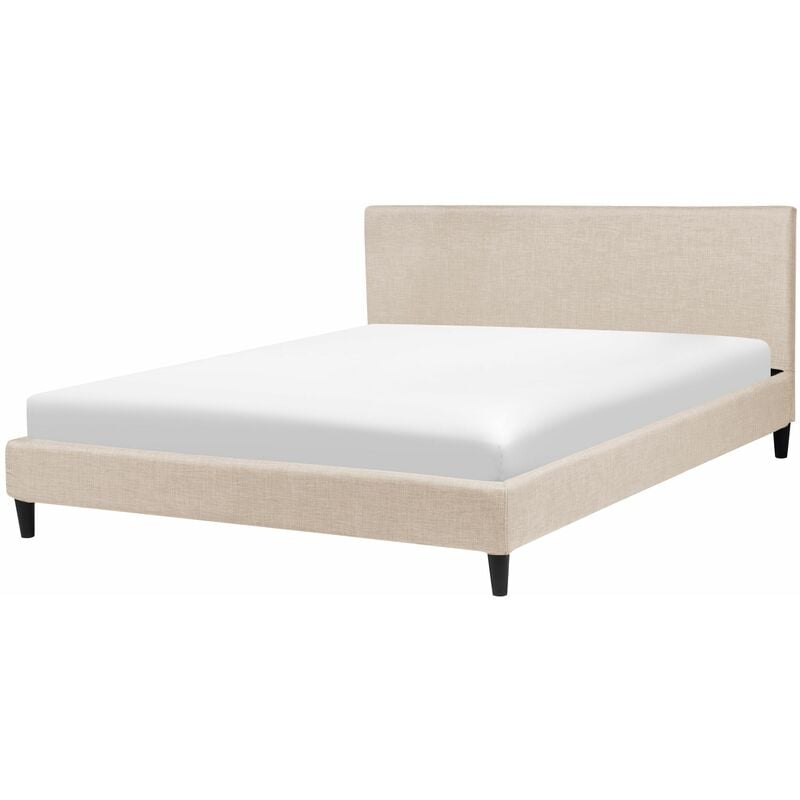foto del prodotto beliani letto sfoderabile in tessuto beige 160 x 200 cm fitou
