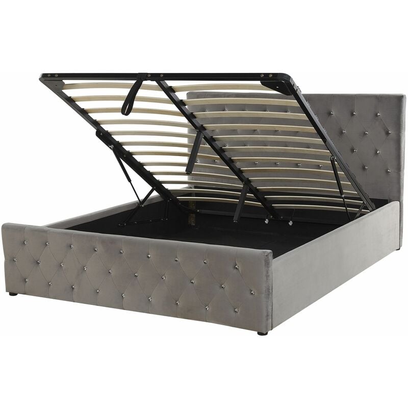 foto del prodotto beliani letto stile moderno con contenitore velluto grigio 160 x 200 cm amiens