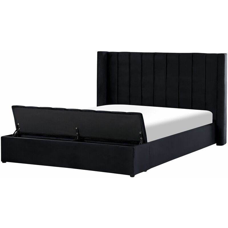 foto del prodotto beliani letto velluto nero rete a doghe e cassapanca 180 x 200 cm noyers