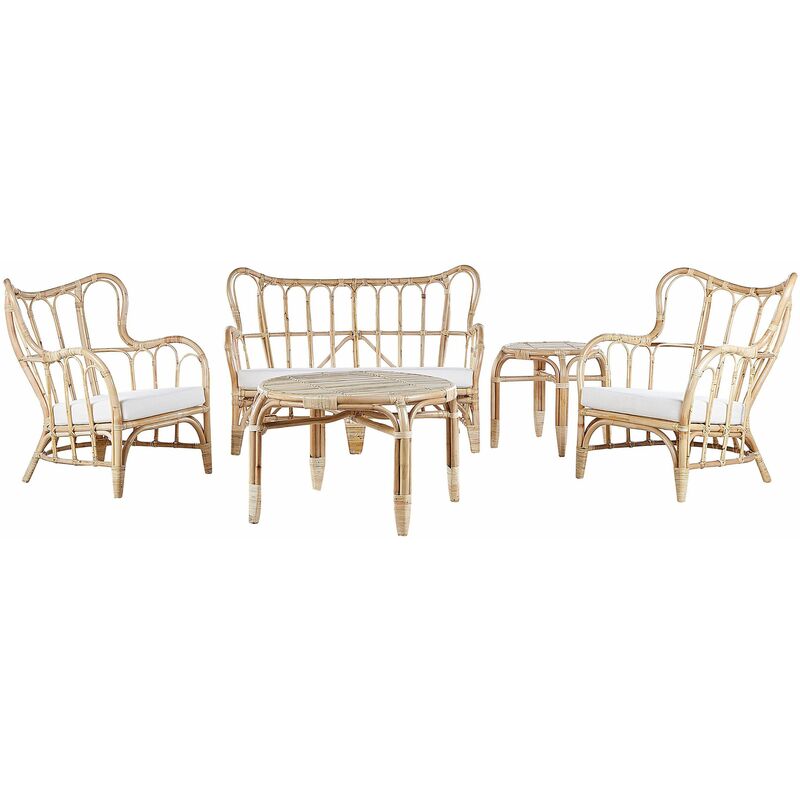 foto del prodotto beliani lounge set da giardino 4 posti in rattan naturale beige brindisi