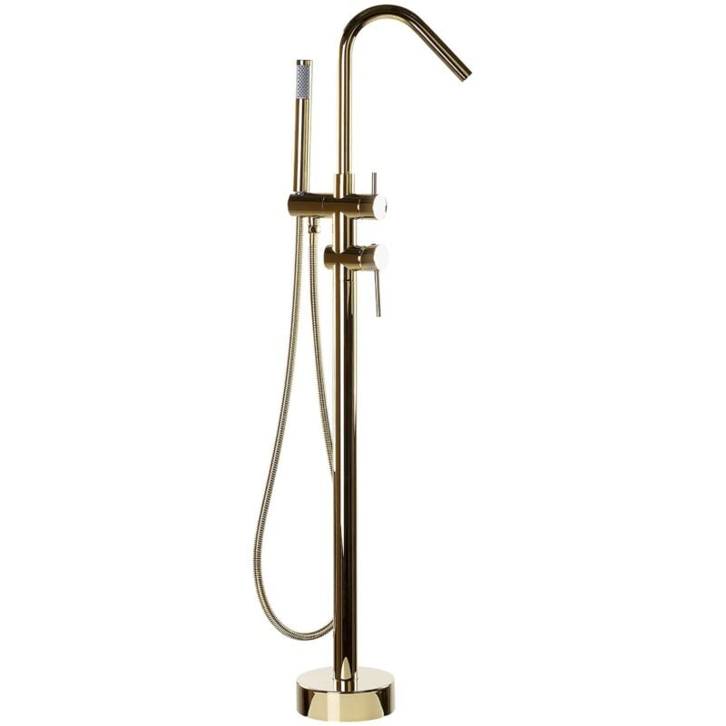 foto del prodotto beliani miscelatore per vasca da bagno freestanding cromato oro design moderno victoria