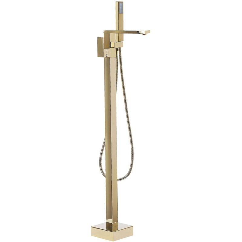 foto del prodotto beliani miscelatore per vasca da bagno freestanding oro montato a pavimento della