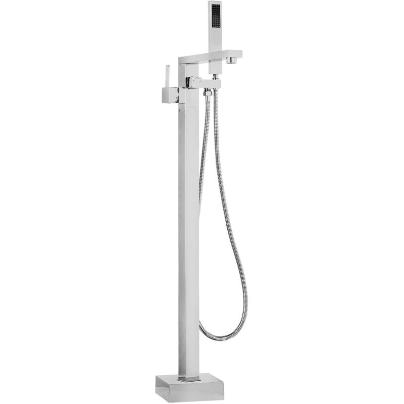 foto del prodotto beliani miscelatore per vasca freestanding in cromo argento montato a pavimento della