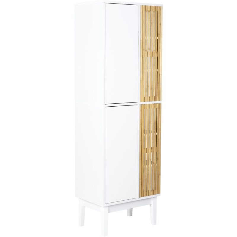 foto del prodotto beliani mobile da bagno bamb mdf bianco e legno chiaro nubes