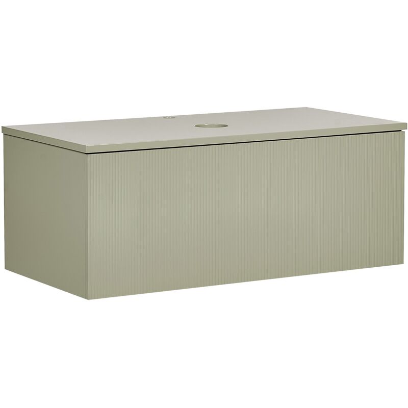 foto del prodotto beliani mobile da bagno sospeso a parete con frontale scanalato a 1 cassetto 100 x 52 cm verde alzira