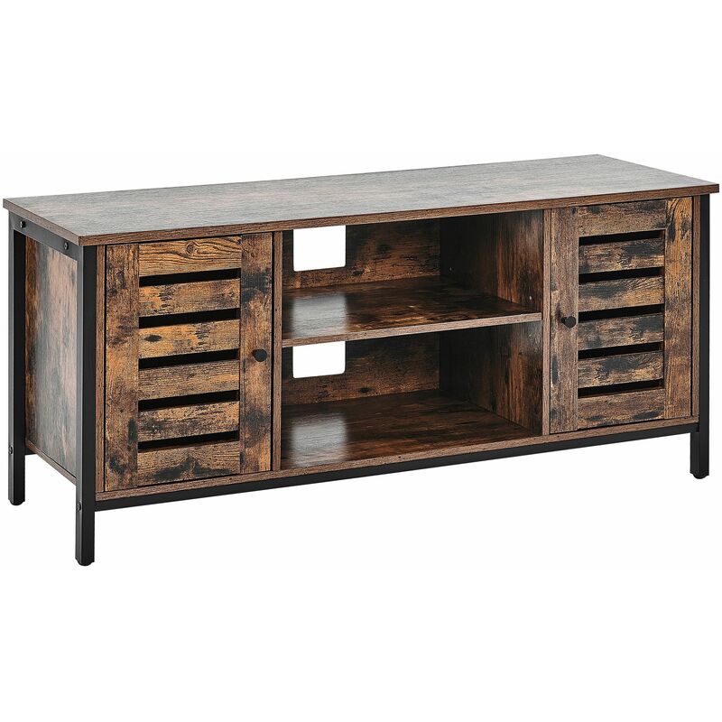 foto del prodotto beliani mobile porta tv in stile industriale in legno scuro 110 x 50 cm vilseck