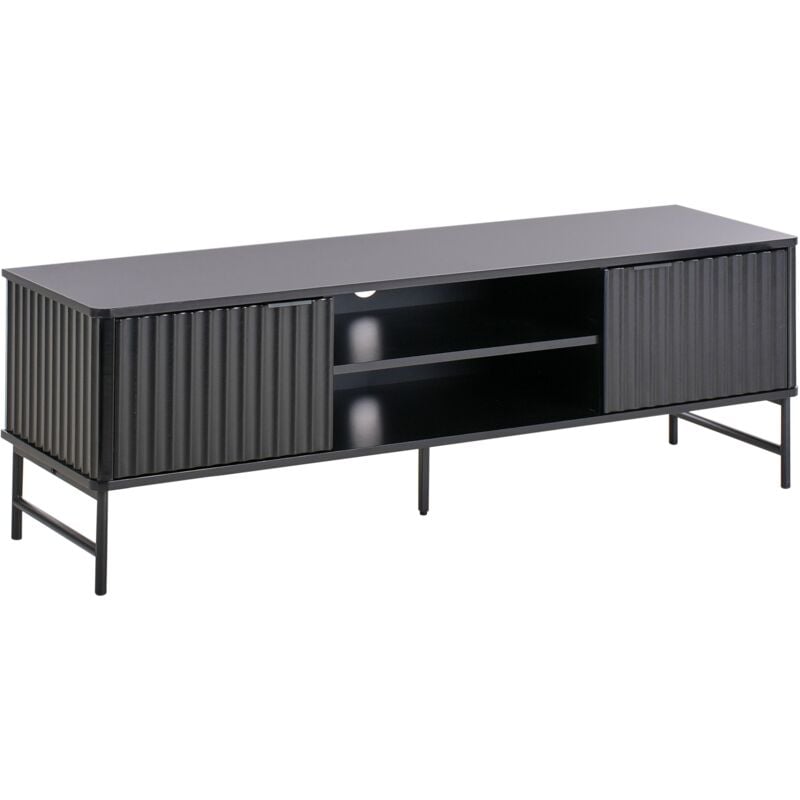 foto del prodotto beliani mobile tv in mdf nero 140 x 40 cm glastonbury