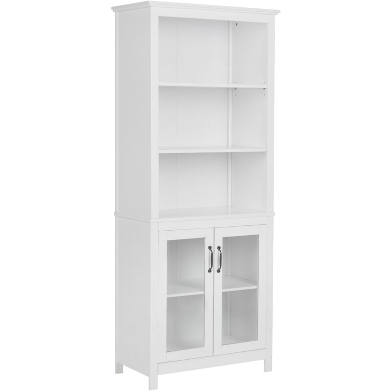 foto del prodotto beliani mobiletto decorativo con vetrina in vetro color bianco lusby