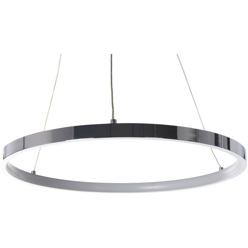 foto del prodotto beliani moderna lampada a sospensione illuminazione led integrata anello rotondo 40 cm argento