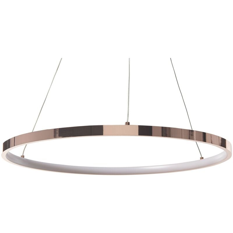 foto del prodotto beliani moderna lampada a sospensione illuminazione led integrata anello rotondo 50 cm oro rosa