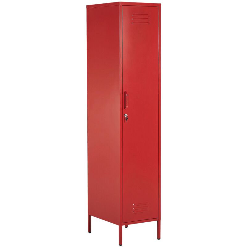 foto del prodotto beliani moderno armadio in metallo da ufficio con 5 scomparti rosso frome
