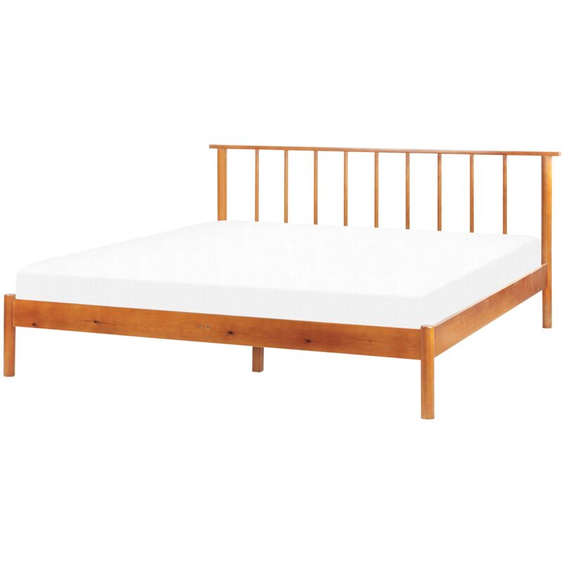 foto del prodotto beliani moderno letto matrimoniale struttura in legno chiaro 160 x 200 cm barret ii