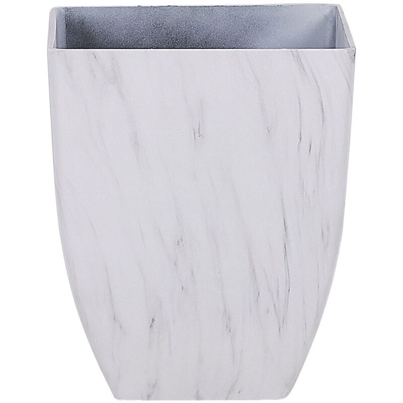 foto del prodotto beliani moderno vaso di fiori quadrato effetto marmo bianco 35 x 35 x 42 cm miro
