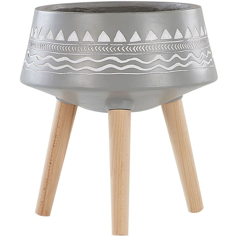 foto del prodotto beliani moderno vaso per fiori rialzato 42 cm in grigio chiaro con decorazioni weria