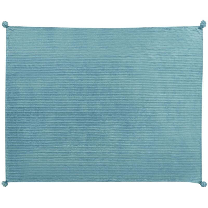 foto del prodotto beliani morbido plaid con finitura a coste e bordi con pompon 150 x 200 cm verde kaweri