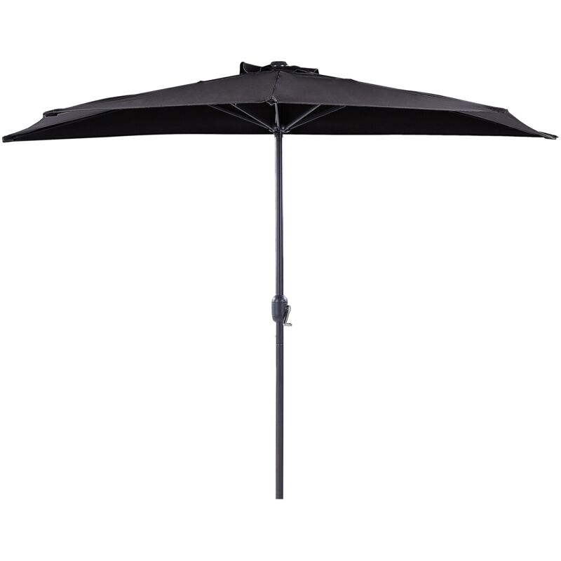 foto del prodotto beliani ombrellone semicircolare da giardino ombrellone 2,7 m poliestere metallo nero galati
