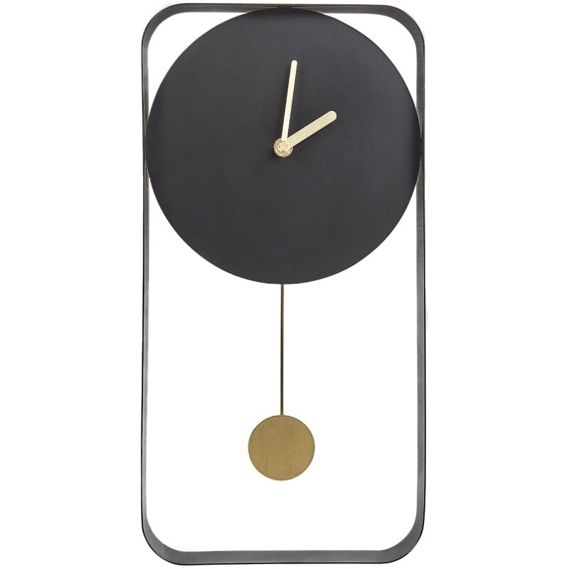 foto del prodotto beliani orologio da parete 21 x 40 cm design moderno e minimalista con pendolo decorativo senza numeri acciaio nero servoz