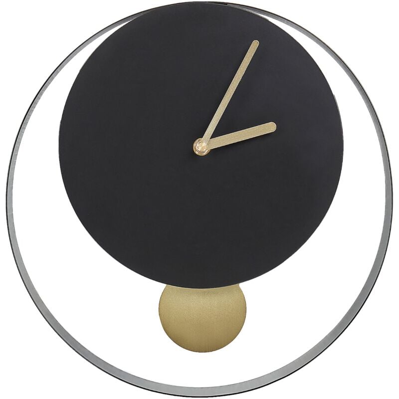 foto del prodotto beliani orologio da parete 30 cm design moderno senza numeri acciaio nero e oro magland
