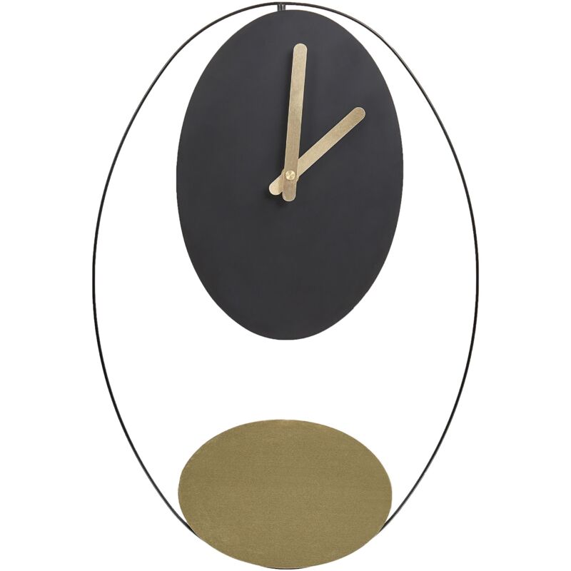 foto del prodotto beliani orologio da parete 31 x 45 cm design moderno senza numeri acciaio nero e oro manigod