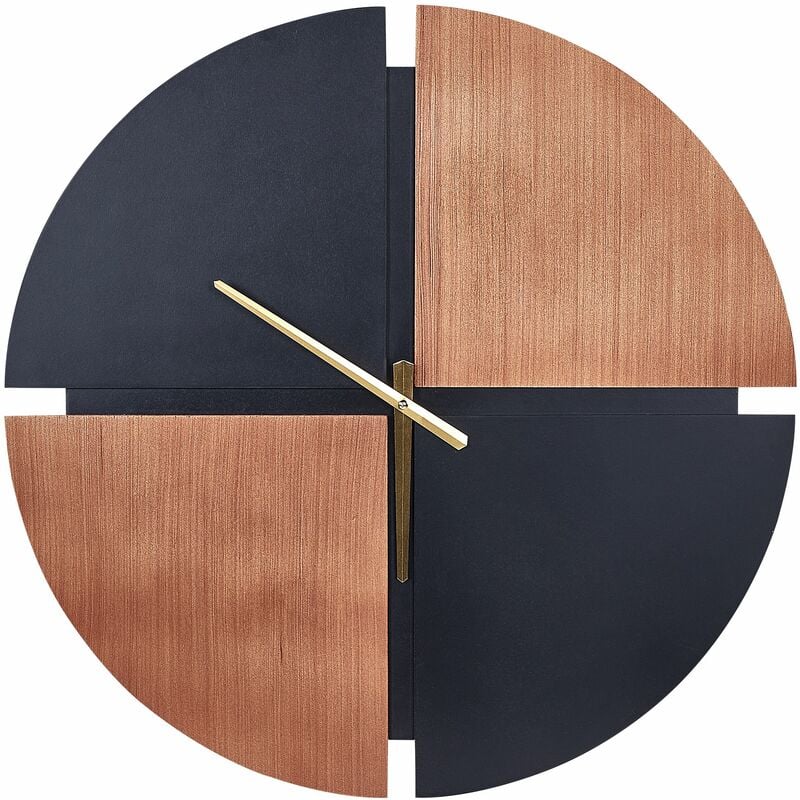foto del prodotto beliani orologio da parete di forma ovale in legno chiaro e nero 60 cm aramon