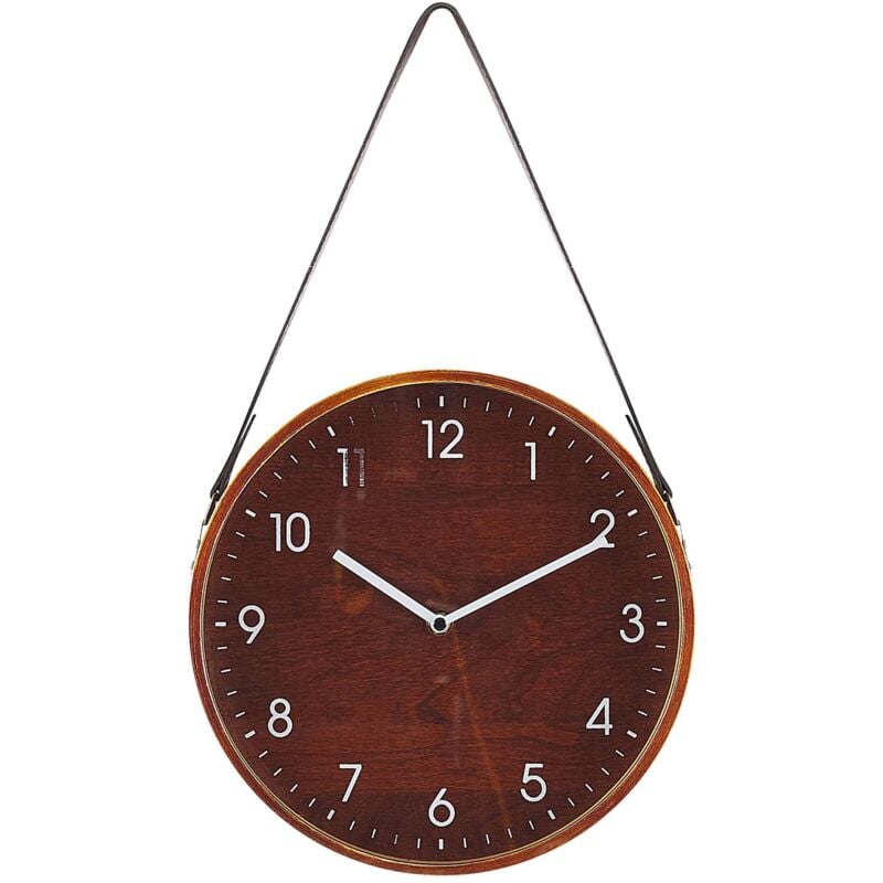 foto del prodotto beliani orologio da parete rotondo in mdf ed ecopelle stile vintage 26 cm renens