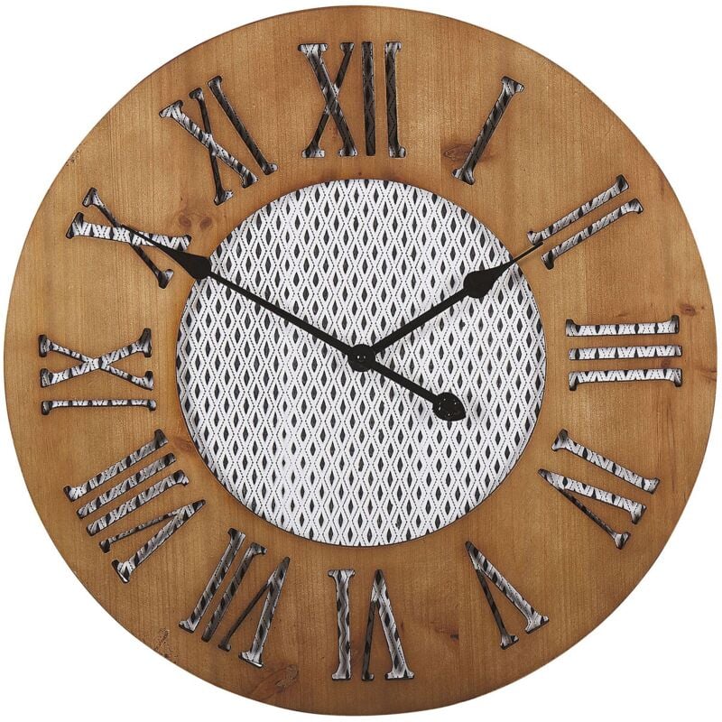 foto del prodotto beliani orologio da parete rustico in legno scuro con numeri neri 60 cm cuilco