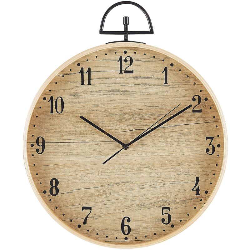 foto del prodotto beliani orologio da parete vintage rotondo in mdf effetto legno chiaro opfikon