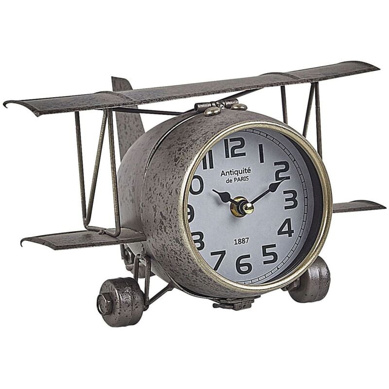 foto del prodotto beliani orologio da scrivania modello aeroplano in metallo design vintage stans