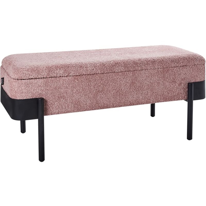 foto del prodotto beliani panca da camera da letto con contenitore cottage rivestimento in tessuto poliestere gambe nere rosa warren