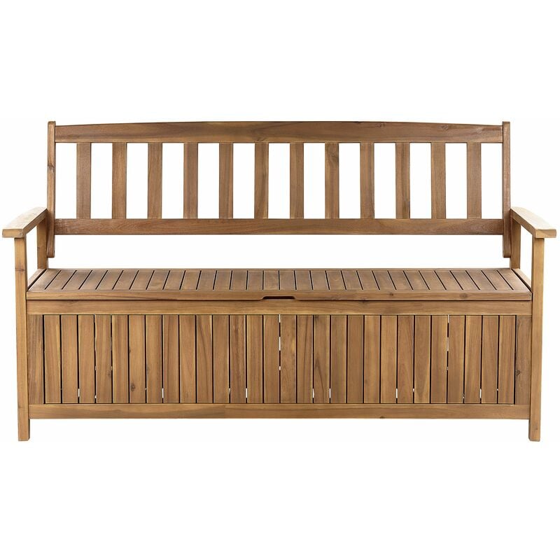 foto del prodotto beliani panca da giardino con contenitore in legno di acacia 160 cm sovana