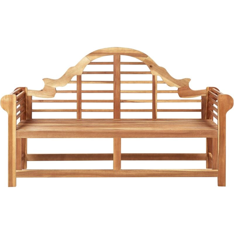 foto del prodotto beliani panchina classica da giardino per esterni in legno d acacia 196 cm design a doghe in legno chiaro