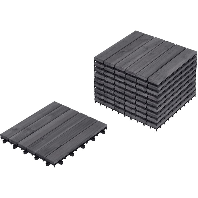 foto del prodotto beliani pavimento in legno di acacia grigio per esterni con base in plastica resistente accettura