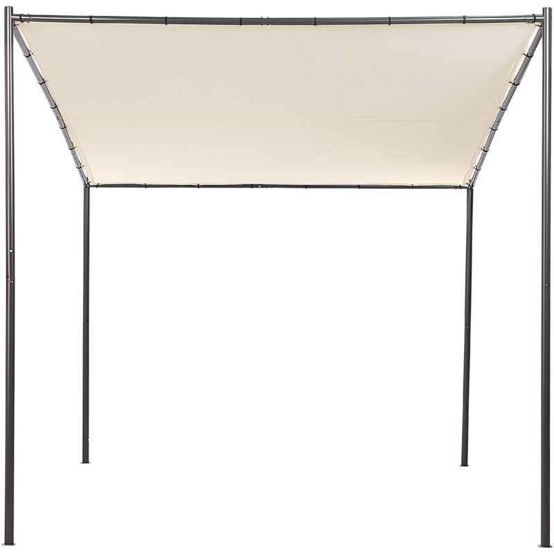 foto del prodotto beliani pergola da giardino padiglione pergola 282 x 294 cm ombra in tessuto struttura in metallo beige vimino