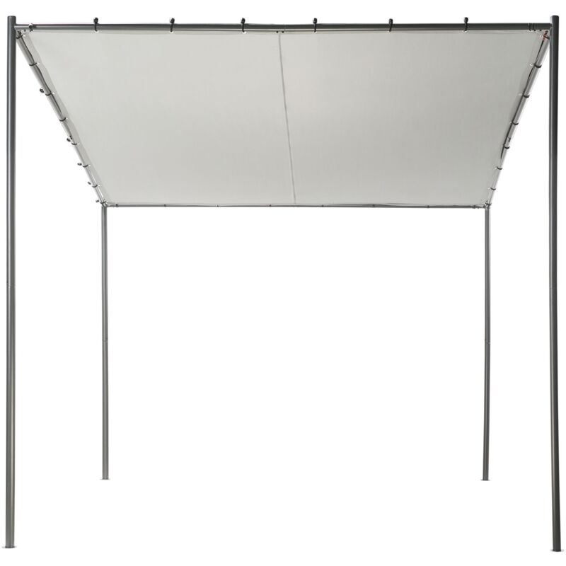 foto del prodotto beliani pergola da giardino padiglione pergola 282 x 294 cm ombra in tessuto struttura in metallo grigio vimino
