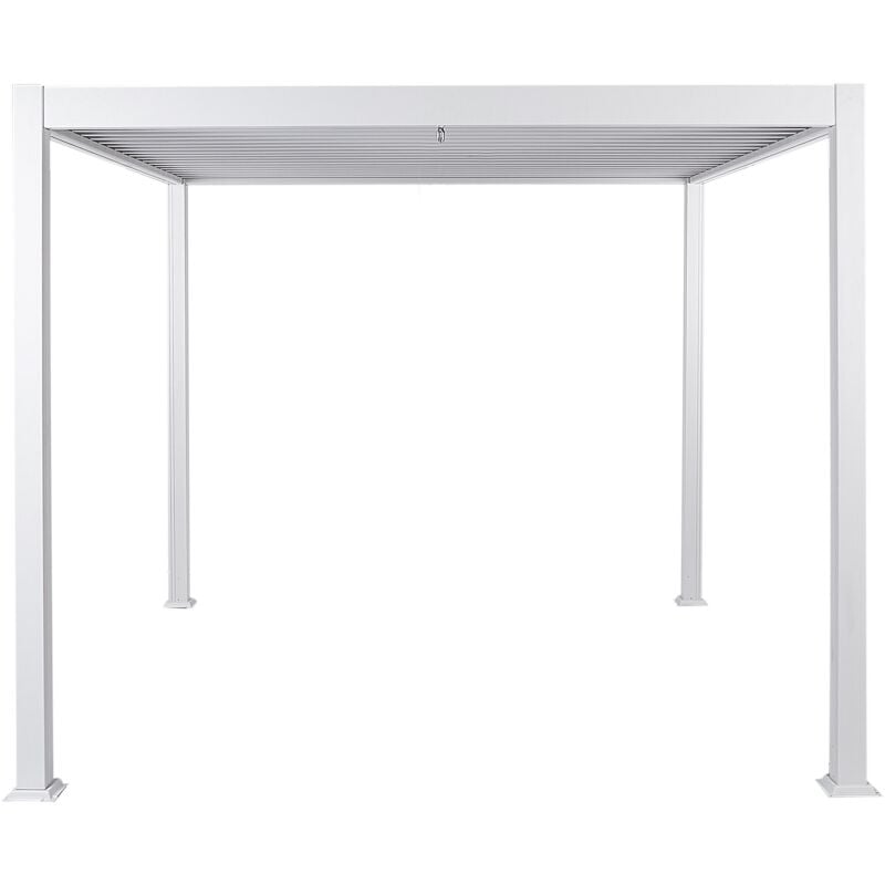 foto del prodotto beliani pergola moderna da giardino 310 x 310 cm telaio ombreggiante in metallo bianco fornoli