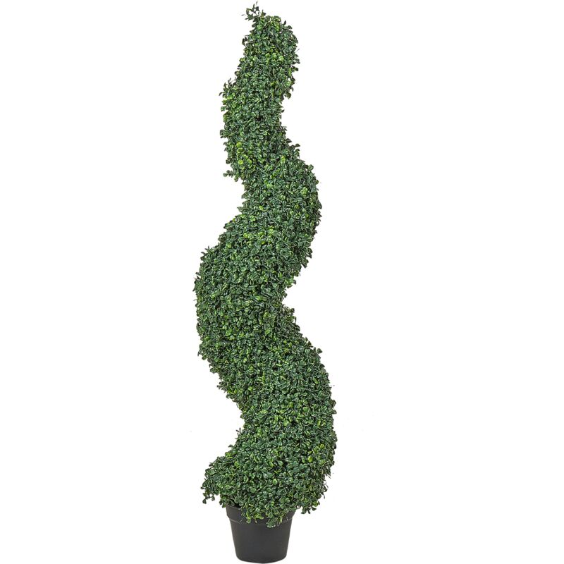 foto del prodotto beliani pianta artificiale in vaso di plastica 120 cm boxwood spiral tree