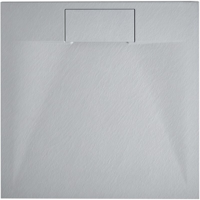 foto del prodotto beliani piatto doccia minimalista con scarico smc effetto pietra naturale grigio 90 x 90 x 3 cm azzurro