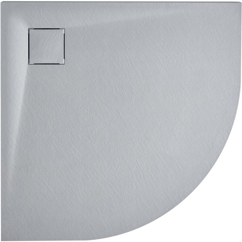 foto del prodotto beliani piatto doccia minimalista con scarico smc effetto pietra naturale grigio 90 x 90 x 3 cm paron