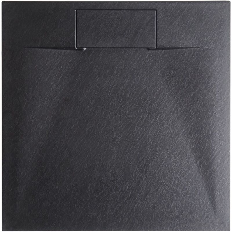 foto del prodotto beliani piatto doccia minimalista con scarico smc effetto pietra naturale nero 80 x 80 x 3 cm azzurro