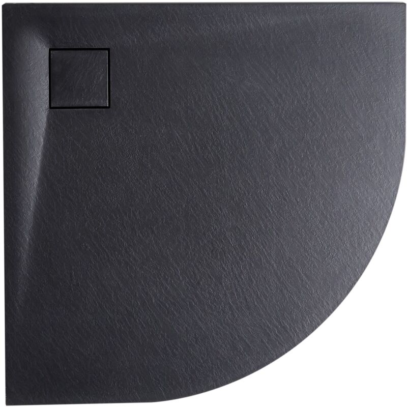 foto del prodotto beliani piatto doccia minimalista con scarico smc effetto pietra naturale nero 80 x 80 x 3 cm paron