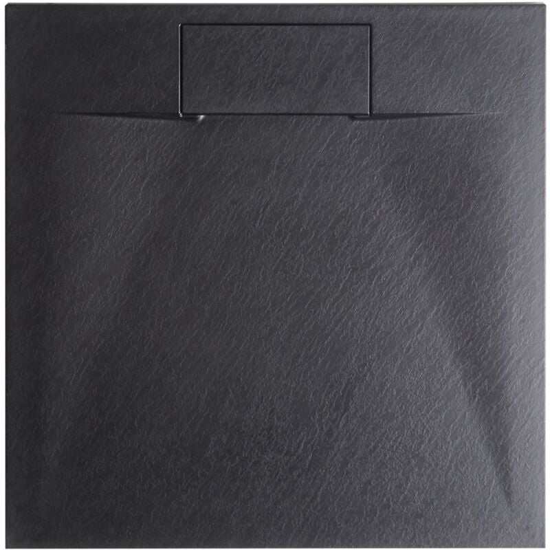 foto del prodotto beliani piatto doccia minimalista con scarico smc effetto pietra naturale nero 90 x 90 x 3 cm azzurro