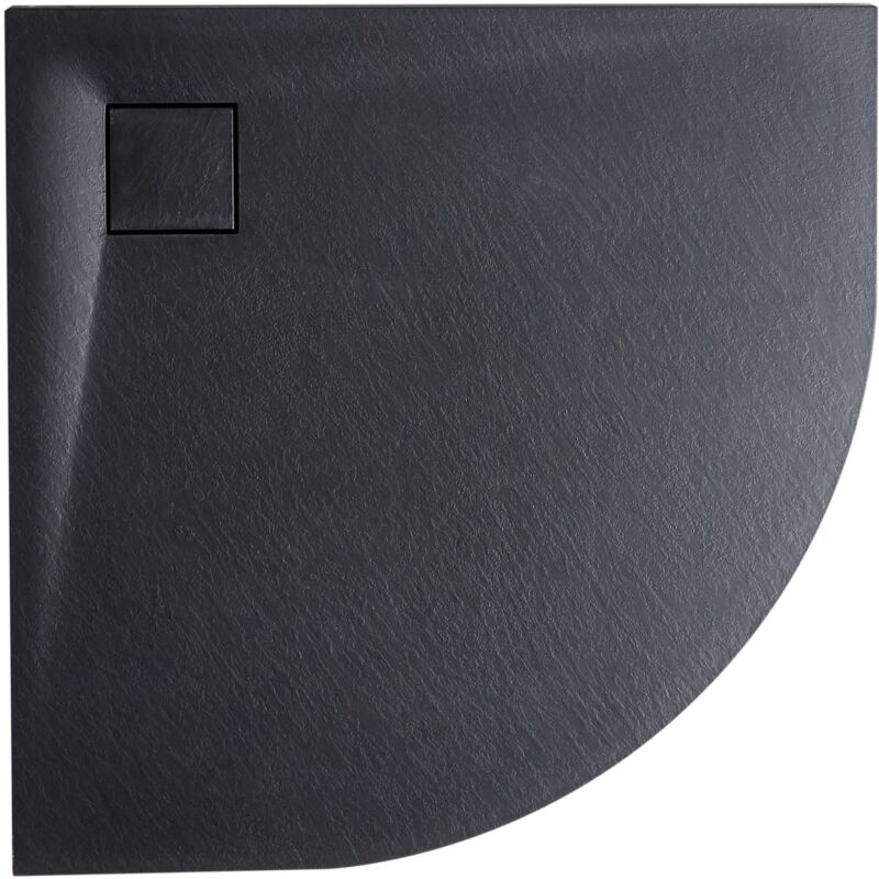 foto del prodotto beliani piatto doccia minimalista con scarico smc effetto pietra naturale nero 90 x 90 x 3 cm paron