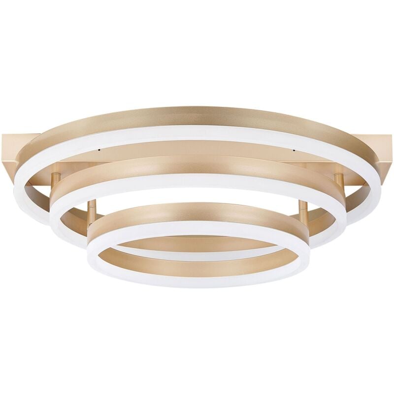 foto del prodotto beliani plafoniera in alluminio color oro con luci led integrate forma rotonda nore