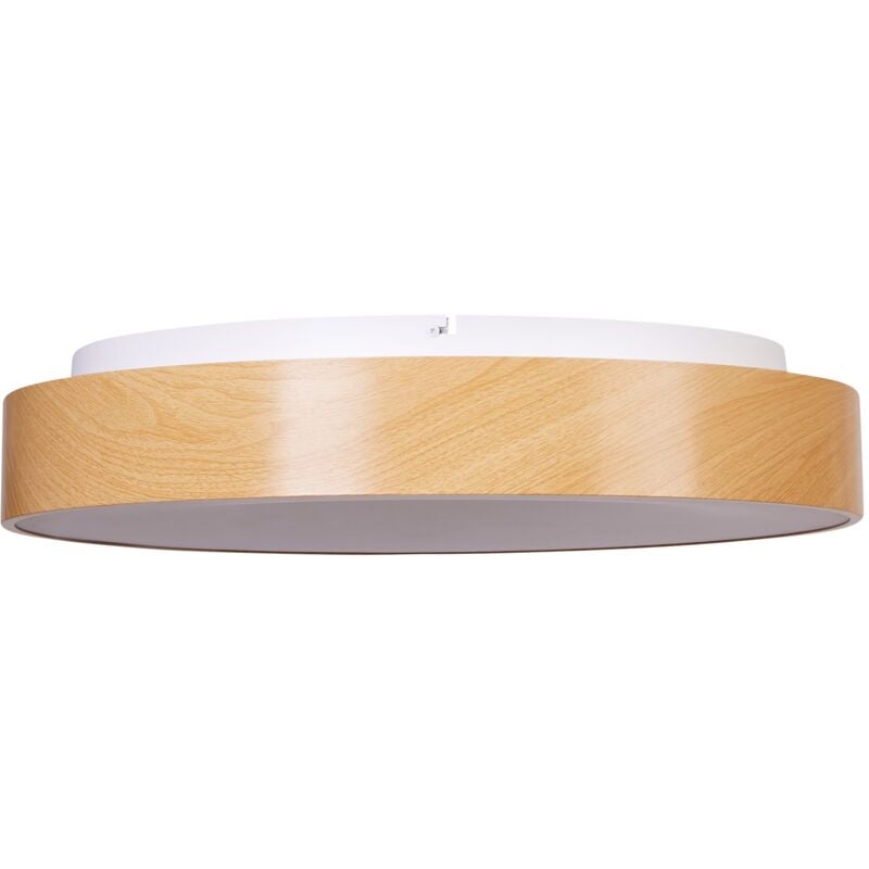 foto del prodotto beliani plafoniera in metallo con luci led integrate di forma rotonda con dimmer telecomando legno bragoto
