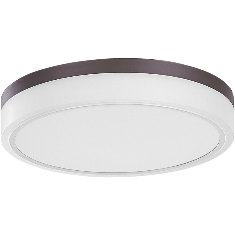 foto del prodotto beliani plafoniera rotonda con luci led in metallo bianco stile moderno sakae