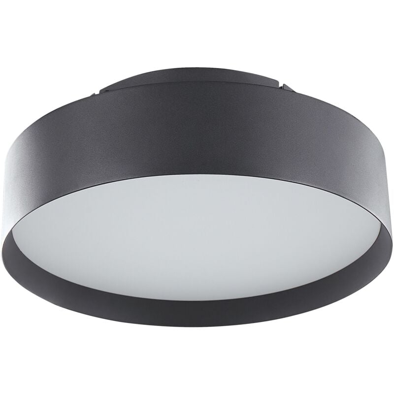 foto del prodotto beliani plafoniera rotonda con luci led in metallo nero stile moderno moei