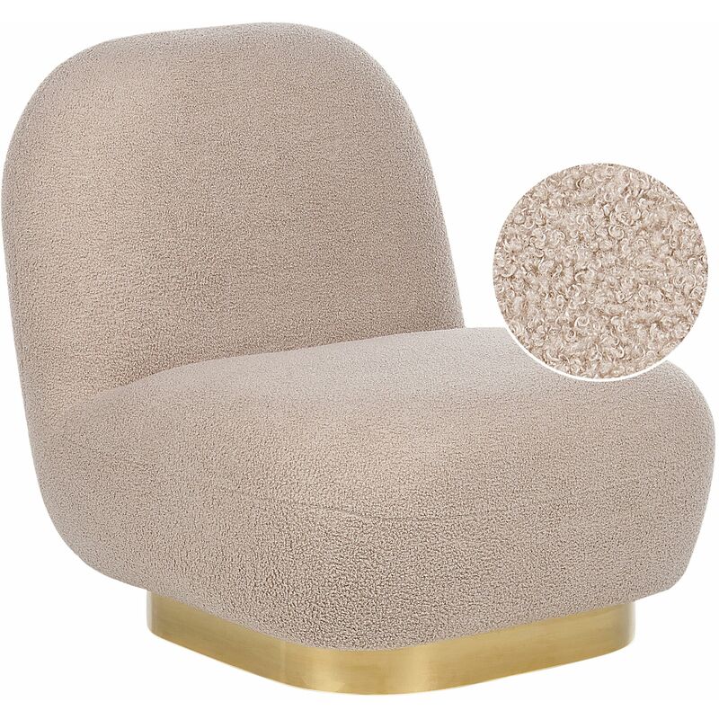 foto del prodotto beliani poltrona beige in tessuto boucl con base oro stile contemporaneo loviisa