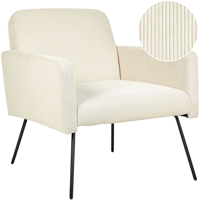 foto del prodotto beliani poltrona in velluto beige snelle gambe in metallo narken
